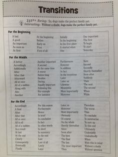 Good transition words for essays
