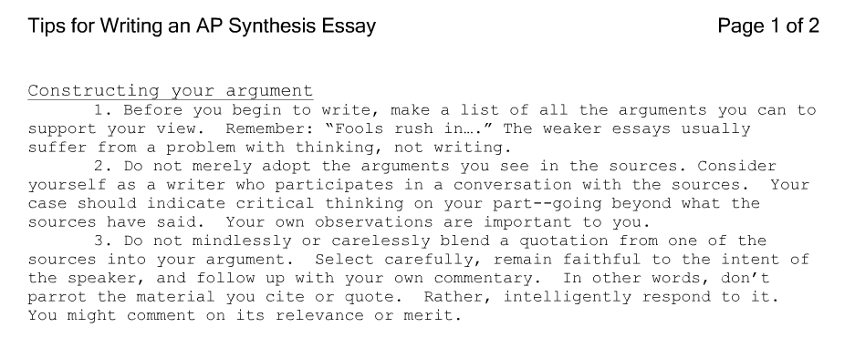Synthesis essay